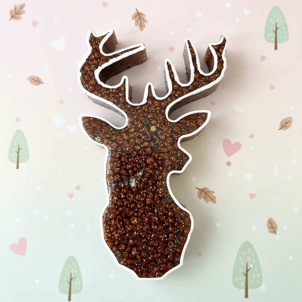 Brown deer freshie with full white outline