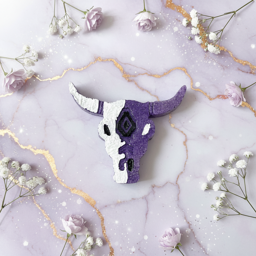 Cow skull freshie - lavender marble with gold accents